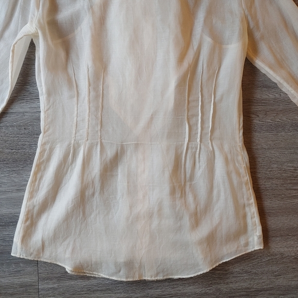 CELINE Ethereal White Silk Blend Long Sleeve Blouse - Picture 9 of 12